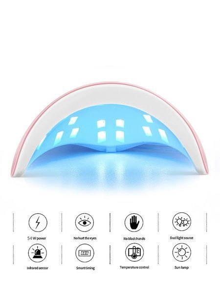 Лампа для сушки гель-лаку, 18 led ламп 54W, 60-120 sec, USB port, рожева 22GJ194-2 фото
